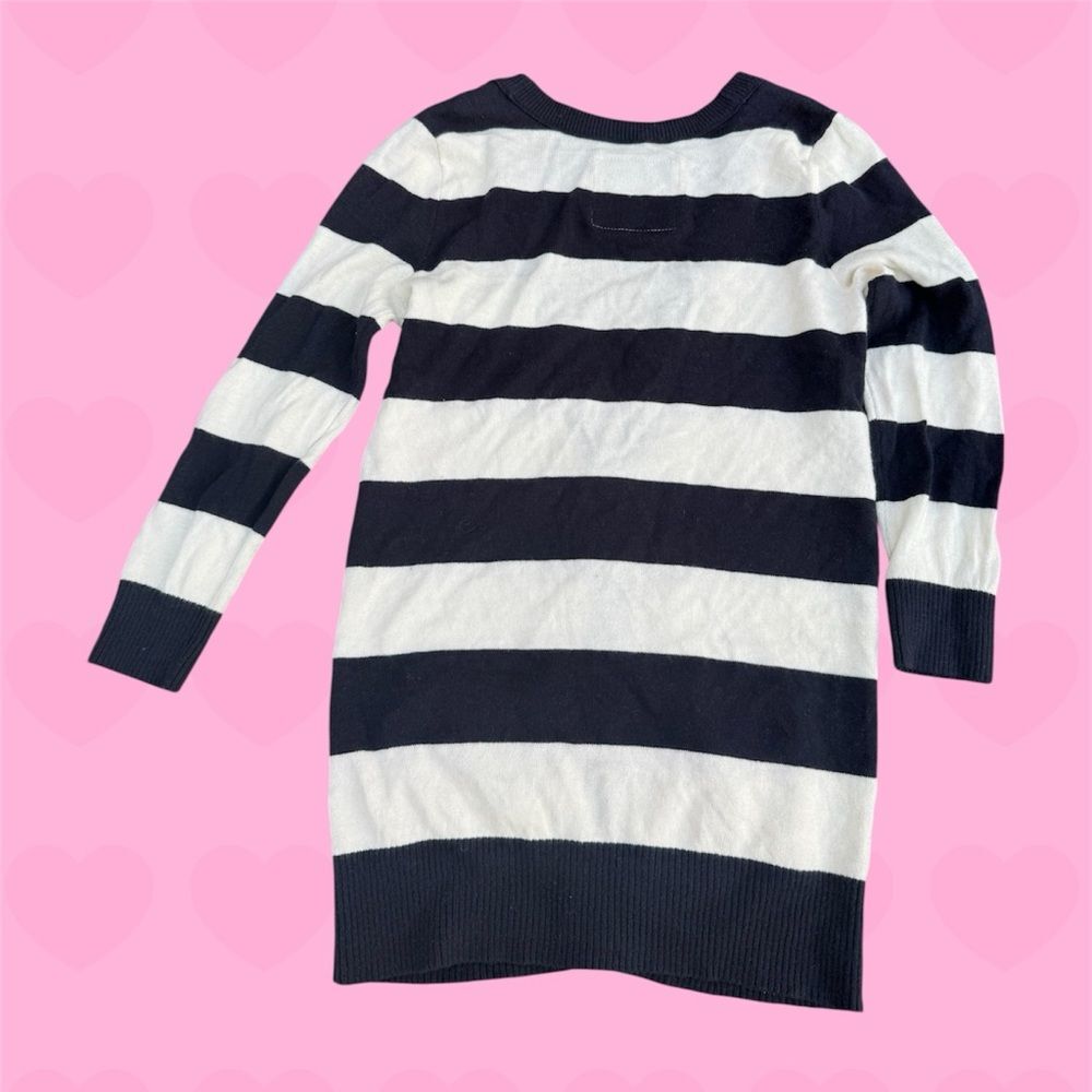 Abercrombie Kids Navy & White Striped Bow Cardigan Girls XL Y2K Vintage - Picture 3 of 8